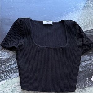 Babaton Black Ribbed Crop Top